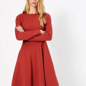 *BNWT M&S Black / Dk Orange Fit & Flare Ponte Dress Funeral Work Office   (ST10)