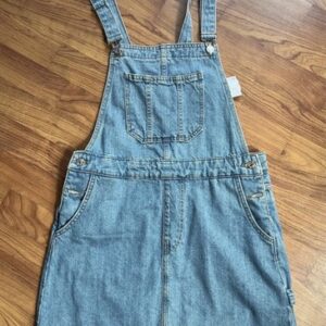 Denim overall style mini dress size 10 BNWT