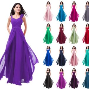 UK women Chiffon Long Formal wedding Prom Evening Party Bridesmaid Dress