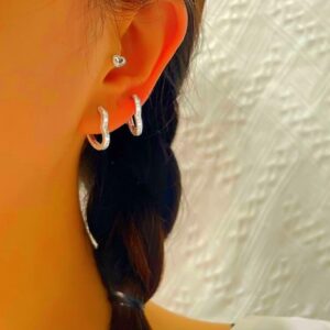Crystal Heart Hoop Stud Earrings 925 Sterling Silver Womens Girls Jewellery Gift