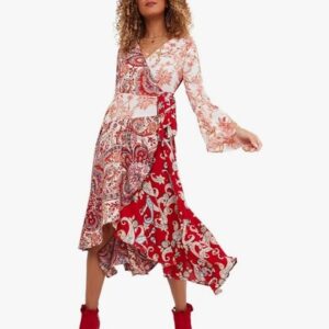 Joe Browns Women’s Mixed Pattern Paisley High-Low Hem Wrap Dress Casual Night…