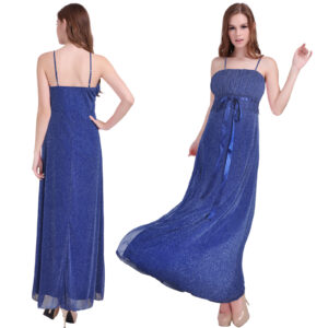 CLEARANCE SALE Silver & Blue Empire Strappy long evening party dress