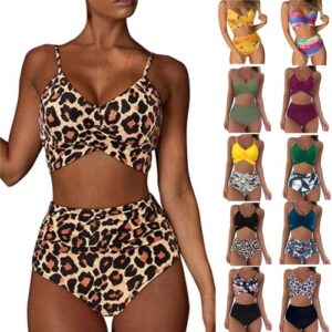 Women Control Tummy Swimwear Bikini Set High Waist Bathing Suit Padded Swimsuit