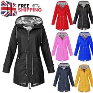 Womens Waterproof Raincoat Ladies Outdoor Wind Rain Forest Jacket Coat