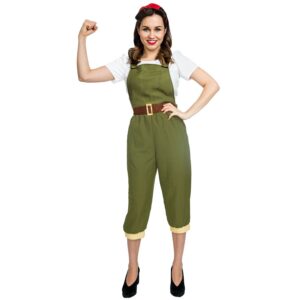 Vintage-inspired Amscan Land Girl Costume for Women’s Size 14-16