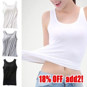 Women Vest Camisole with Built in Shelf Bra Tank Top Comfort Cotton S- XXXL Size
