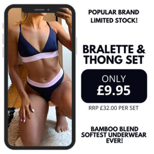 Womens Underwear Set Bamboo Pose Underwear Bra&Brief/Thong 7 Colors
