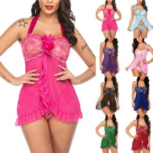 Sexy Women Lace Lingerie Set Sleepwear Babydoll Thong Underwear Night Dress US