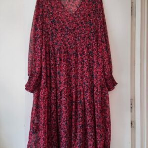 Maternity Red Floral Tiered Smock Dress Size 16