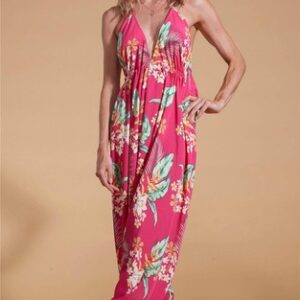Dancing Leopard Women’s Genie Jumpsuit Tropical Print One Piece – One Size
