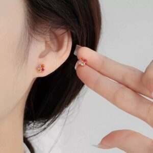 RainBow Crystal Clover Earrings Stud 925 Sterling Silver Women Jewellery gift UK
