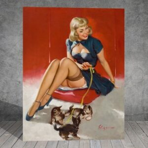 Gil Elvgren Woman cat Vintage Pin Up Girl CANVAS ART PRINT POSTER 1631