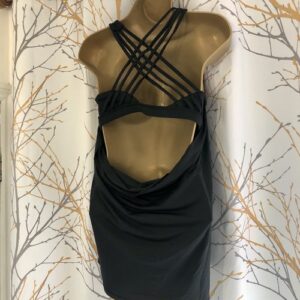 IcyB S Black Yoga Top with Built in Bra Workout Gym Tank Criss Cross Open Back