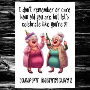 Funny Birthday Card for Her Women Female Friend – Let’s Celebrate