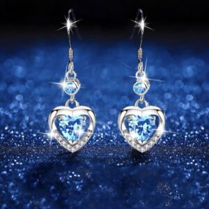 925 Sterling Silver Love Heart Drop Dangle Hook Earrings Women Jewellery Gift UK