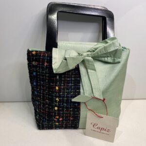 CAPIZ GENUINE CLEARANCE LOVELY HAND MADE LIME SILK AND FABRIC HANDBAG BAG NEW