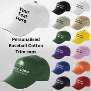Personalised Baseball Cap Contrast Custom Text Logo Print Unisex Mens Ladies Hat