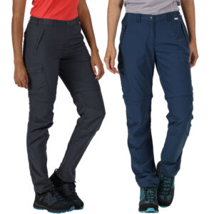 Regatta Womens Chaska Zip Off Durable Walking Trousers Water Repellant Jeans