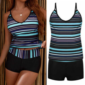 Women Ladies Tankini Set with Boy Shorts Padded Swimsuit Bathing Swim Costume