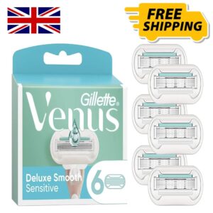 ⭐️✅GILLETTE VENUS DELUXE SMOOTH SENSITIVE RAZOR WOMEN 6 X RAZOR BLADE REFILLS✅⭐