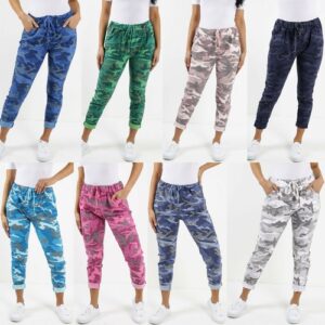 Womens Magic Pants Italian Lagenlook Casual Stretch Camouflage Ladies Trousers