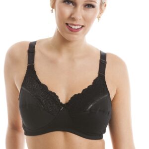 Camille Womens Non Wired Full Cup Black Mastectomy Bra – Bilateral Pockets