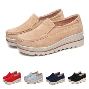 Womens Casual Flat Pump Shoes Slip On Loafers Comfy Platform Shoes Fashion