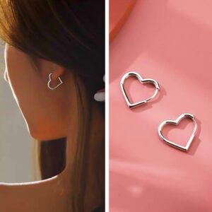 Hinged Hoop Sleeper Circle Heart 925 Sterling Silver Earrings Women Jewellery UK