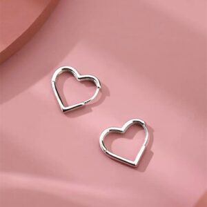 Hinged Hoop Sleeper Circle Heart 925 Sterling Silver Earrings Women Jewellery UK