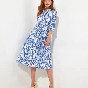 Joe Browns Women’s Floral Tie Waist Knee Length Shirt Dress petite