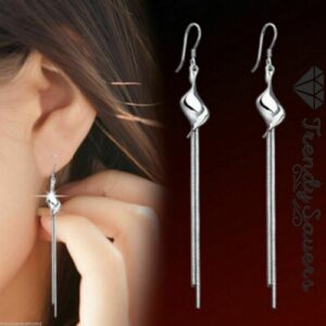 Luxury Women’s 925 Sterling Silver Long Dangle Earrings Tassel Drop Earrings