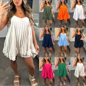 Women’s Ladies Pleated Frill Peplum Summer Two Piece Vest Top Shorts Co ord Set
