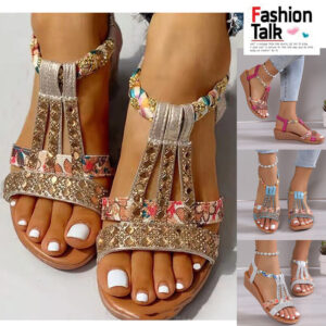Holiday Summer Womens Strappy  Ladies Casual  Sandals Low Wedge Comfy Shoes Size