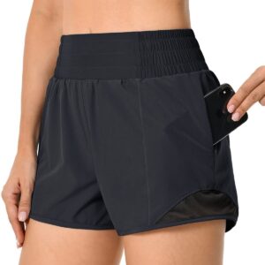 QUEENIEKE Women s High Waisted Running Shorts Lightweight Quick Dry Gym Shorts