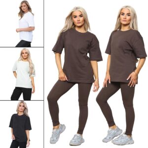 Womens Enzo T-Shirt Baggy Fit Ladies Oversized Cotton Casual Plain Top