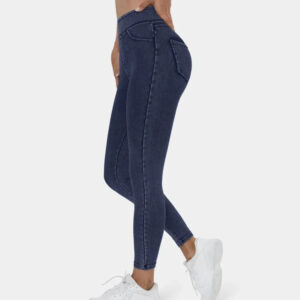 Halara High Waisted Back Side Pocket Stretchy Knit Denim Casual Leggings