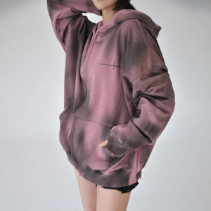 y2k Hip Hop Zip Up Hoodie Vintage Print  Loose Sweatshirt Jacket Harajuku