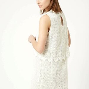 TOPSHOP Women Ivory Sleeveless Crochet Layered Lined Dress,PRP£48,Clearance Sale