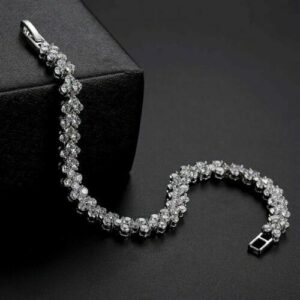Womens Swarovski Elements Crystal Tennis Stone Bracelet Bangle Silver Plated UK