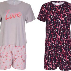 Pyjamas PJ Ladies Womens Lounge Wear Night Wear Soft Touch Short Suit Plus NEW