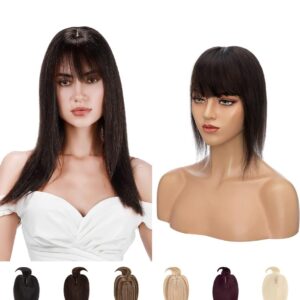 Human Hair Toppers with Fringe for Thinning Hair Women Remy Real One Piece 22