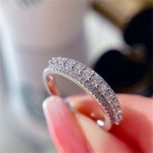 Women 925 Silver Filled Ring Luxury Round Cubic Zircon Wedding Jewelry Sz 6-10