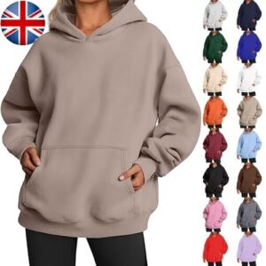 Womens Oversized Hoodie Pullover Jumper Fleece Sweatshirt Casual Loungewear UK
