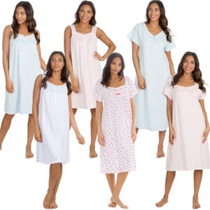 Ladies 100% Cotton Floral Nightie Womens Nightdress White Size 10-32