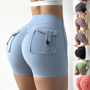 Tik Tok Women’s Anti-Cellulite Yoga Pants Pockets Shorts Bum Butt Lift Sport Gym