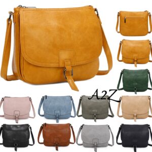Ladies Leather Detail Satchel Bag Women Crossbody Messenger Shoulder Handbags UK