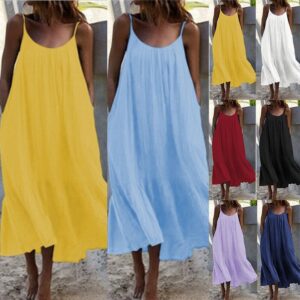 PLUS SIZE Ladies Strappy Summer Beach Casual Dress Baggy Loose Kaftan Dresses UK