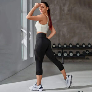 Womens Mesh Capri Leggings High Waist Tummy Control Yoga Gym Workout TikTok UK