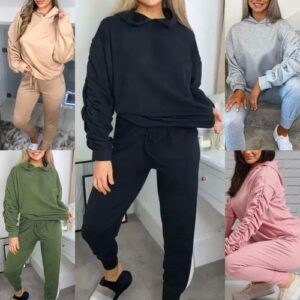 Ladies Lounge Wear Hooded 2 Piece Co Ord Jogging Bottoms Women’s Tracksuit Set