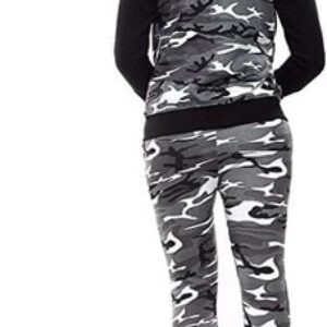 Print Hood Sweatshirt Top Jogging Bottoms Ladies Tracksuit Three Piece UK Size S